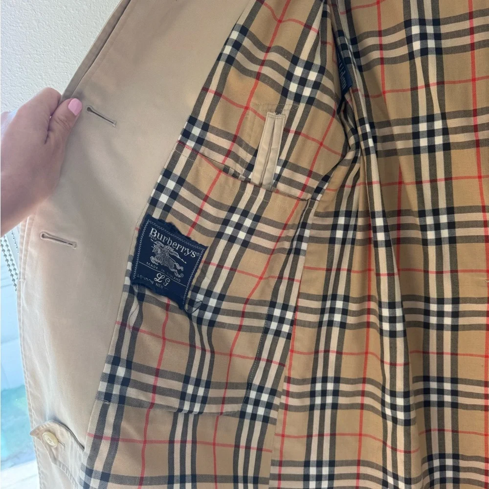 Vintage Burberrys London Trench Coat Nova Check Lined Beige Belted Classic - Picture 7 of 14